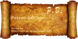 Petres Dénes névjegykártya